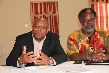 (L-R) Minister of Culture in the Nevis Island Administration Hon. Hensley Daniel and Chairman of Culturama 2012 Mr. Halsted “Sooty” Byron